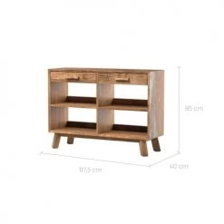 Rendez Vous Déco Consoles Et Drapiers Console En Bois De Pin Recyclé 2 Tiroirs -Marquee Magasin console en bois de pin recycle 2 tiroirs 2