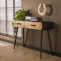 Mathi Design Consoles Et Drapiers Console En Bois Et Acier Noir L120 -Marquee Magasin console en bois et acier noir l120 1