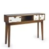 MOYCOR Consoles Et Drapiers Console En Bois Marron Et Tiroirs Blancs L 110 Cm