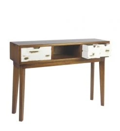 MOYCOR Consoles Et Drapiers Console En Bois Marron Et Tiroirs Blancs L 110 Cm -Marquee Magasin console en bois marron et tiroirs blancs l 110 cm 2