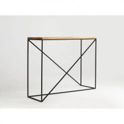 Custom Form Consoles Et Drapiers Console En Bois Massif Clair Et Métal Noir L100cm -Marquee Magasin console en bois massif clair et metal noir l100cm 2