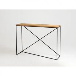 Custom Form Consoles Et Drapiers Console En Bois Massif Clair Et Métal Noir L100cm -Marquee Magasin console en bois massif clair et metal noir l100cm 3