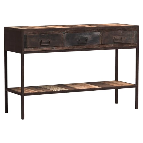 Rendez Vous Déco Consoles Et Drapiers Console En Bois Recyclé Et Métal 3 Tiroirs 3 Rendez Vous Déco Consoles Et Drapiers Console En Bois Recyclé Et Métal 3 Tiroirs