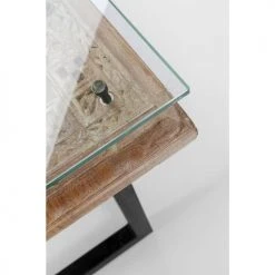 Kare Design Consoles Et Drapiers Console En Bois Recyclé Sculpté, Acier Et Verre -Marquee Magasin console en bois recycle sculpte acier et verre 3