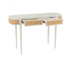 Meubles & Design Consoles Et Drapiers Console En Cannage Et Bois Blanc Avec Tiroirs -Marquee Magasin console en cannage et bois blanc avec tiroirs 4