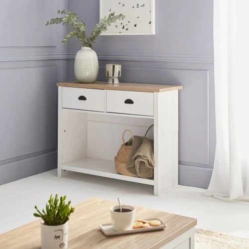Alice's Garden Consoles Et Drapiers Console En Décor Bois Blanc Avec 2 Tiroirs De Rangement 5 Alice's Garden Consoles Et Drapiers Console En Décor Bois Blanc Avec 2 Tiroirs De Rangement – Image 3