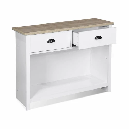 Alice's Garden Consoles Et Drapiers Console En Décor Bois Blanc Avec 2 Tiroirs De Rangement 7 Alice's Garden Consoles Et Drapiers Console En Décor Bois Blanc Avec 2 Tiroirs De Rangement – Image 5