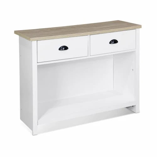 Alice's Garden Consoles Et Drapiers Console En Décor Bois Blanc Avec 2 Tiroirs De Rangement 3 Alice's Garden Consoles Et Drapiers Console En Décor Bois Blanc Avec 2 Tiroirs De Rangement