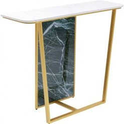 Kare Design Consoles Et Drapiers Console En Marbre Minéral Blanc Et Acier Doré -Marquee Magasin console en marbre mineral blanc et acier dore 3