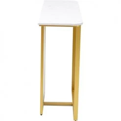 Kare Design Consoles Et Drapiers Console En Marbre Minéral Blanc Et Acier Doré -Marquee Magasin console en marbre mineral blanc et acier dore 4