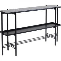 Kare Design Consoles Et Drapiers Console En Marbre Minéral Noir Et Acier -Marquee Magasin console en marbre mineral noir et acier 3