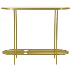 Wadiga Consoles Et Drapiers Console En Métal Doré Et Plateau En Verre Cannage 99,5x38x80cm -Marquee Magasin console en metal dore et plateau en verre cannage 99 5x38x80cm 2