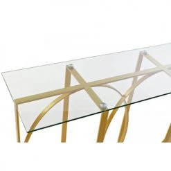 Wadiga Consoles Et Drapiers Console En Métal Doré Et Plateau En Verre Géométrie 100x35x78cm -Marquee Magasin console en metal dore et plateau en verre geometrie 100x35x78cm 4