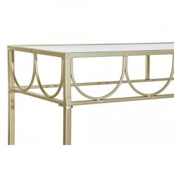 Wadiga Consoles Et Drapiers Console En Métal Doré Et Plateau Miroir 120x40x81cm -Marquee Magasin console en metal dore et plateau miroir 120x40x81cm 3