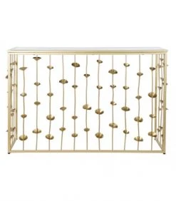 Wadiga Consoles Et Drapiers Console En Métal Doré Et Plateau Miroir Fleurs 126x43x81cm -Marquee Magasin console en metal dore et plateau miroir fleurs 126x43x81cm 1