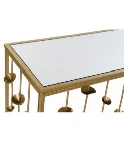 Wadiga Consoles Et Drapiers Console En Métal Doré Et Plateau Miroir Fleurs 126x43x81cm -Marquee Magasin console en metal dore et plateau miroir fleurs 126x43x81cm 2