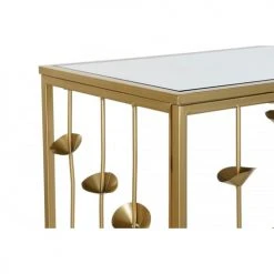 Wadiga Consoles Et Drapiers Console En Métal Doré Et Plateau Miroir Fleurs 126x43x81cm -Marquee Magasin console en metal dore et plateau miroir fleurs 126x43x81cm 3