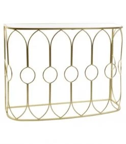 Wadiga Consoles Et Drapiers Console En Métal Doré Et Plateau Miroir L106cm