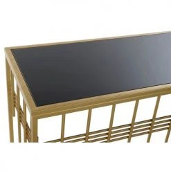Wadiga Consoles Et Drapiers Console En Métal Doré Et Plateau Verre Noir 120x40x81cm -Marquee Magasin console en metal dore et plateau verre noir 120x40x81cm 3