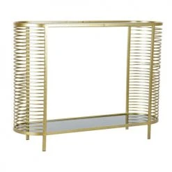 Wadiga Consoles Et Drapiers Console En Métal Doré Mat Et 2 Plateaux En Verre Fumé 106.5x32x79.5cm -Marquee Magasin console en metal dore mat et 2 plateaux en verre fume 106 5x32x79 5cm 1