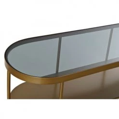 Wadiga Consoles Et Drapiers Console En Métal Doré Mat Et Plateau En Verre Fumé 100,5x32x75cm -Marquee Magasin console en metal dore mat et plateau en verre fume 100 5x32x75cm 4