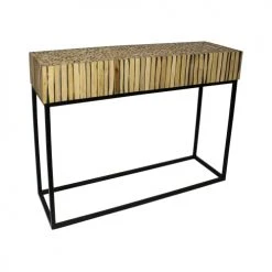 Pirouette Paris Consoles Et Drapiers Console En Métal Et Teck 100x30xh75cm