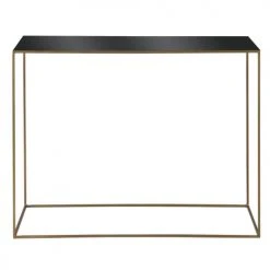 Zago Consoles Et Drapiers Console En Métal Gris Bleu Et Laiton De 100 Cm Olia