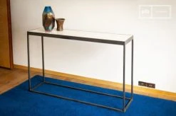 PIB Consoles Et Drapiers Console En Métal Gris Et Marbre Blanc -Marquee Magasin console en metal gris et marbre blanc 2