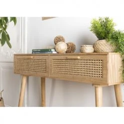 MACABANE Consoles Et Drapiers Console En Pin Couleur Naturelle 2 Tiroirs Cannage -Marquee Magasin console en pin couleur naturelle 2 tiroirs cannage 2