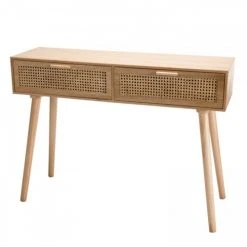 MACABANE Consoles Et Drapiers Console En Pin Couleur Naturelle 2 Tiroirs Cannage
