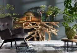 Kare Design Consoles Et Drapiers Console En Teck Flotté Et Verre -Marquee Magasin console en teck flotte et verre 1