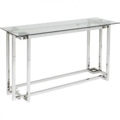 Kare Design Consoles Et Drapiers Console En Verre Et Acier Argenté -Marquee Magasin console en verre et acier argente 2