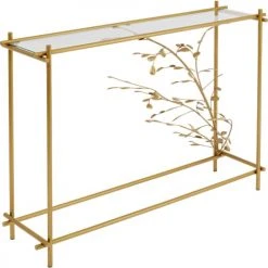 Kare Design Consoles Et Drapiers Console En Verre Et Branches En Acier Doré -Marquee Magasin console en verre et branches en acier dore 3