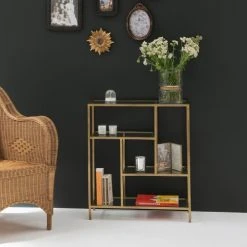 Passage Vernet Consoles Et Drapiers Console En Verre Et Métal Or -Marquee Magasin console en verre et metal or 2