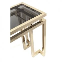 Kare Design Consoles Et Drapiers Console En Verre Teinté Et Acier Doré -Marquee Magasin console en verre teinte et acier dore 2
