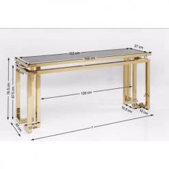 Kare Design Consoles Et Drapiers Console En Verre Teinté Et Acier Doré -Marquee Magasin console en verre teinte et acier dore 3