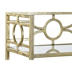 Wadiga Consoles Et Drapiers Console étagère En Métal Doré Et 2 Plateaux Miroirs 127x23x90cm -Marquee Magasin console etagere en metal dore et 2 plateaux miroirs 127x23x90cm 2