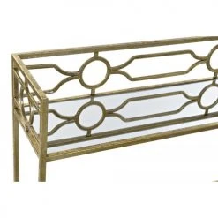 Wadiga Consoles Et Drapiers Console étagère En Métal Doré Et 2 Plateaux Miroirs 127x23x90cm -Marquee Magasin console etagere en metal dore et 2 plateaux miroirs 127x23x90cm 3