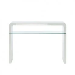Baita Consoles Et Drapiers Console Laqué Blanc Brillant étagère En Verre