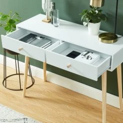 Baita Consoles Et Drapiers Console Laqué Blanc Mat 2 Tiroirs 100cm -Marquee Magasin console laque blanc mat 2 tiroirs 100cm 2