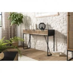 MACABANE Consoles Et Drapiers Console Métal 3 Tiroirs Cannage