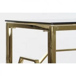 ITEM International Consoles Et Drapiers Console Métal Doré Et Plateau En Verre - 120x40x78cm -Marquee Magasin console metal dore et plateau en verre 120x40x78cm 3
