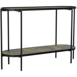 Wadiga Consoles Et Drapiers Console Métal Et Bois Noir Tropicale - 120x41x80cm