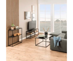 Meubles & Design Consoles Et Drapiers Console Minimaliste 2 Plateaux En Métal Noir -Marquee Magasin console minimaliste 2 plateaux en metal noir 5