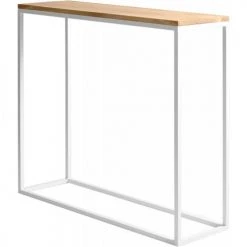Custom Form Consoles Et Drapiers Console Minimaliste Plateau Chêne Pied Métal Blanc L100cm