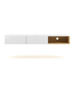Calicosy Consoles Et Drapiers Console Murale Suspendue 2 Tiroirs 1 Niche L140 Cm - Blanc