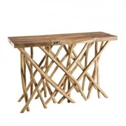 MACABANE Consoles Et Drapiers Console Nature Plateau En Teck Pieds Bois Flotté -Marquee Magasin console nature plateau en teck pieds bois flotte 3