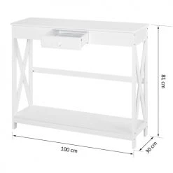 Homcom Consoles Et Drapiers Console Néo-rétro Tiroir Avec étagère Blanc -Marquee Magasin console neo retro tiroir avec etagere blanc 2