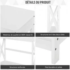 Homcom Consoles Et Drapiers Console Néo-rétro Tiroir Avec étagère Blanc -Marquee Magasin console neo retro tiroir avec etagere blanc 5