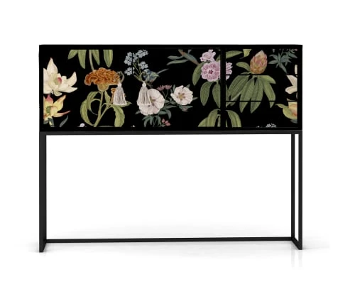 RNT By Really Nice Things Consoles Et Drapiers Console Pin Massif Laqué 2 Portes 3 Tiroirs Imprimé Floral Fond Noir 2 RNT By Really Nice Things Consoles Et Drapiers Console Pin Massif Laqué 2 Portes 3 Tiroirs Imprimé Floral Fond Noir
